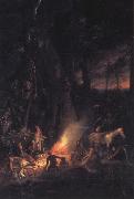 Augustus Earle A Bivouac of Travellers in Australia in a Cabbage Tree Forest,Day Break oil